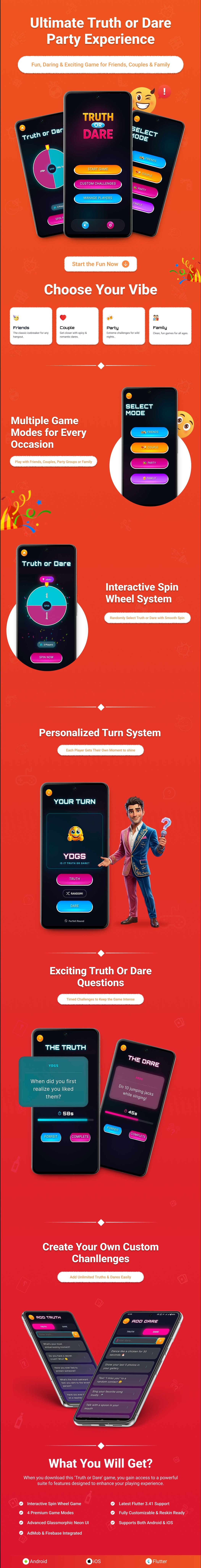 Truth or Dare: Spin Wheel Game - Premium Flutter App